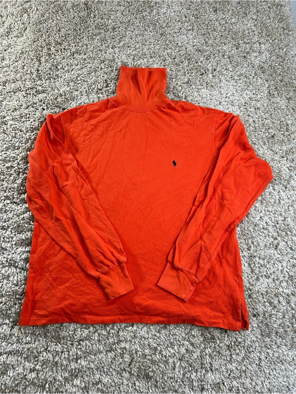 Vintage Polo Ralph Lauren Orange Turtleneck Sweater Made in USA LARGE